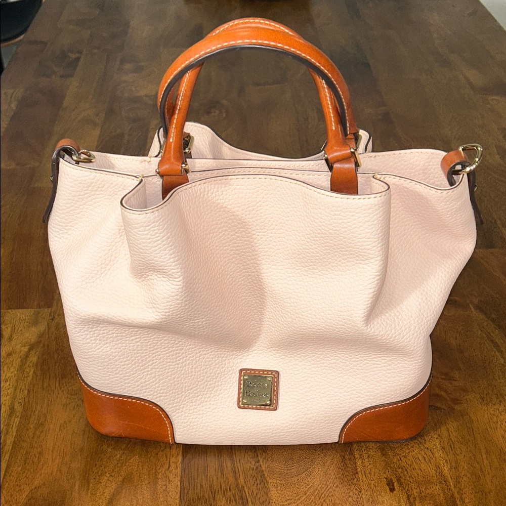 Dooney & Bourke Blush and Tan Tote Bag trim 100%genuine leather lining100%cotton